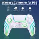 JYELUK Wireless Controller for PS5 with RGB Lighting, White | Compatible with PS5 Controller/Windows PC,/Android/iOS