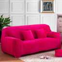 vctops 1-Piece Velvet Plush Stretch Sofa Slipcover with Elastic Bottom Soft Fuzzy Fluffy Couch Covers for 3 Cushion Couch Furniture Protector for Kids, Pet (Rose,Sofa)