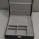 Jewelry Box, Jewelry Boxes for Women & Men with PU Leather, 2 Layer Large Jewelry Organizer Storage Case with Lock, for Necklace Bracelets Earrings Rings, Jewelry Organizer Box Ideal Gift, Black