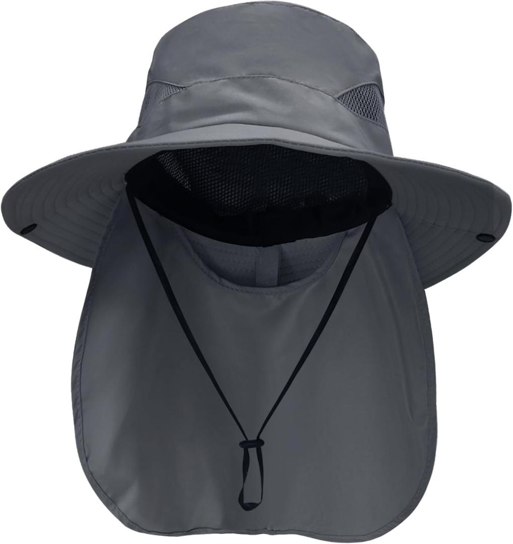 NPQQUAN Sun Hats for Men Women with Neck Flap UPF 50+ UV Protection Wide Brim Bucket Hat Safari Hiking Fishing Hats (One Size)