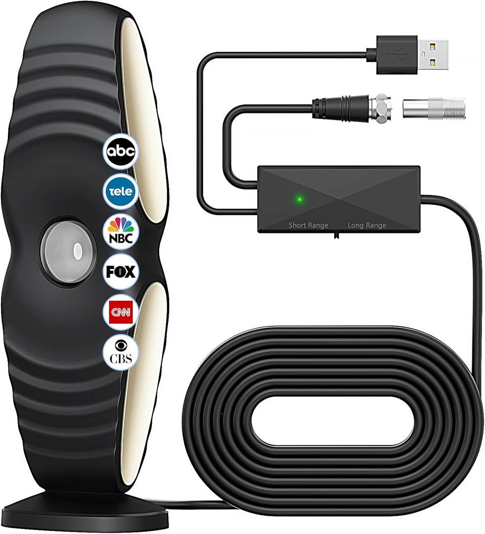 2025 TV Antenna for Smart TV Indoor for Local Channels HD Digital Antenna Outdoor Long Range Reception with Amplifier Signal Booster Supports 4K 1080p HD (Compact)