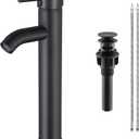 Matte Black Bathroom Faucet Single Handle Bathroom Sink Faucet with Pop-Up Drain Vessel Sink Faucet Tall Modern for Bathroom Washbasin Faucet Countertop Installation
