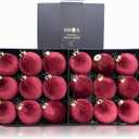 18PCS Burgundy Red Velvet Christmas Ornaments Set Large Flocked Shatterproof Baubles for Xmas Tree Decoration, Hanging Ornaments for Holiday & Home Décor (Burgundy Red, 3 Inch / 8 cm)