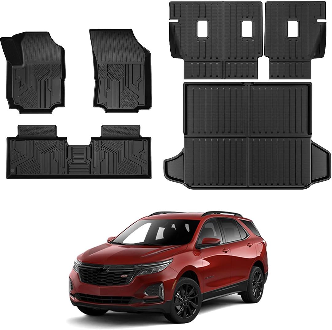 Floor Mats Set Cargo Liner and Backrest Mat for for Chevy Chevrolet Equinox/GMC Terrain 2018-2024, All Weather TPE Full Mat Set Cargo Mat for Equinox Accessories