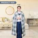 forestfish Wearable Blanket Compact Pillow 2-in-1, Lap Blanket Poncho with Button Plaid Throw Cushion for Home Office Sofa