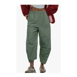 Bianstore Women's Baggy Wide Leg Barrel Pants Casual Elastic Waist Palazzo Harem Pants with Pockets, Green, Size S Bianstore Women's Baggy Wide Leg Barrel Pants Casual Elastic Waist Palazzo Harem Pants with Pockets, Green, Size S