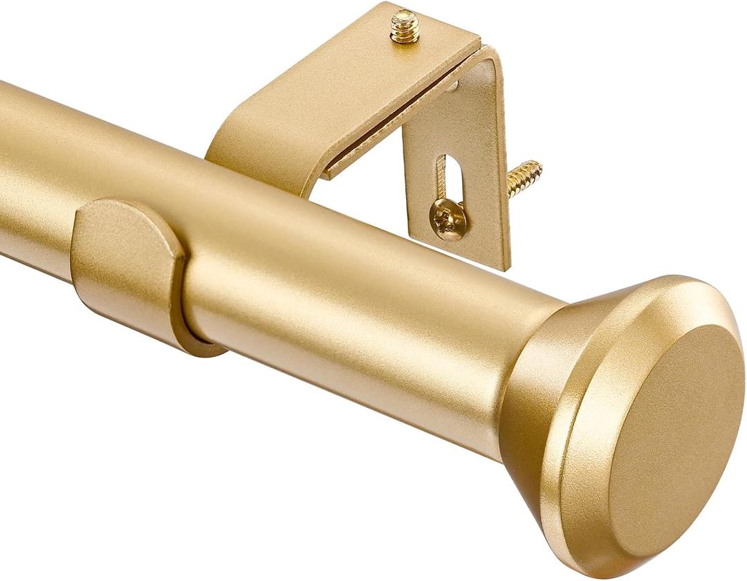 SIMEWIN Heavy Duty Gold Curtain Rods for Windows 28 to 48 Inches, Gold 1" Adjustable Curtain Rods with Diamond Finials for Bedroom, Living Room, Patio, Kitchen