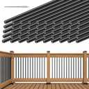Muzata 50 Pack 32" Aluminum Deck Balusters Round Black Deck Railing Stair Porch Staircase Spindles 3/4" Diameter Hollow for Railing Fencing Porch Stair WT15