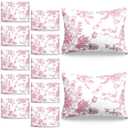 20 Pcs Floral Makeup Bags with Zipper Canvas Cosmetic Bags Bulk for Women Pencil Bag Travel Toiletry Pouch Gift for Health Nurse Mother Teacher (Pink)