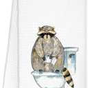 Funny Raccoon Hand Towels Decorative, Raccoon Bathroom Decor, Trash Panda Gifts for Women Decorative Hand Towels Drying Cloth for Kids Toddler Bath Room Washroom, 16x24 Inch
