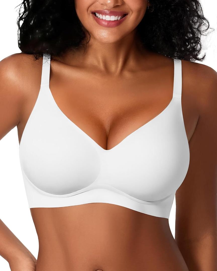 Women Wireless Jelly Bras Seamless Comfort Push Up No Underwire Support Bralette Full Coverage Everyday Bra (M)
