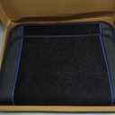 NBTEPEM Waterproof Universal Fit Car Floor Mats, Faux Leather Sporty Car Carpet Mats with Anti-Slip Nibbs Backing & Driver Heel Pad Fit for SUV, Vans, Sedans, Trucks, Set of 4 (Black with Blue line)