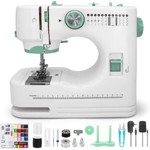 Sewing Machine for Beginners with 12 Built-in Stitches, 6 Included Feet, Portable Sewing Machine with Foot Pedal, High-Low Speeds