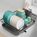 Dish Drying Rack - Stainless Steel Dish Rack with Drainboard for Kitchen Counter and Sink, Large, Grey (Gray)