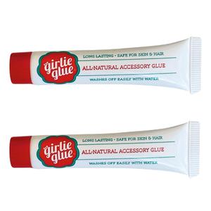 Girlie Glue, Gentle Hair, Skin Adhesive for Babies & Pets, Non-Toxic, Long Lasting, Dries Clear, Washes Off with Water. 2 Tubes.