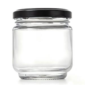 6 Oz Round Glass Jar - 1 Pack Food Storage Containers with Black Metal Lid