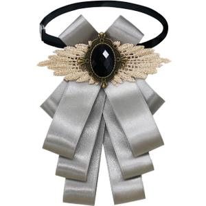 Mens Bow Tie Womens Tie Pre Tied Bow Tie for Men Ribbon Bowties for Party Wedding (Silver)