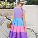 Lovekider Little Girls Casual Cotton Sleeveless Dresses Summer Swing Twirly Sundress Kids 3D Cute Sun Dress 4-8T (Purple)