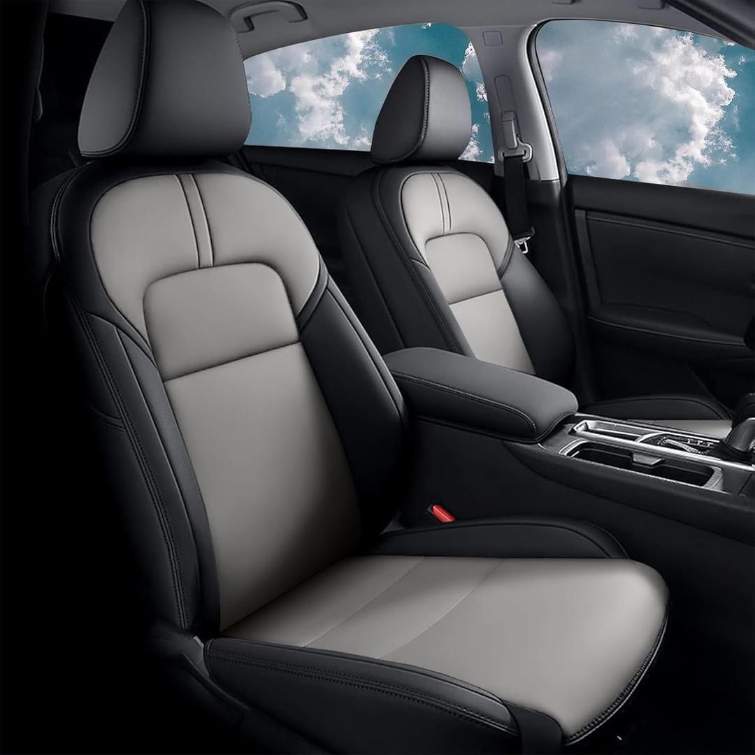 AOMSAZTO Seat Covers for Nissan Sentra: 2020 2021 2022 2023 2024 2025 S SV SR Custom Fit Full Set Leather Cushion Car Seats Cover Black&Gray