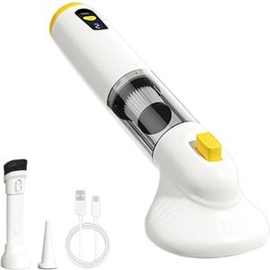 MiOYOOW Pet Grooming Vacuum Kit, Low Decibel Vacuum Cat Brush Rechargeable Handheld Dog Hair Trimmer with Transparent Dustbin for Removing Loose Fur