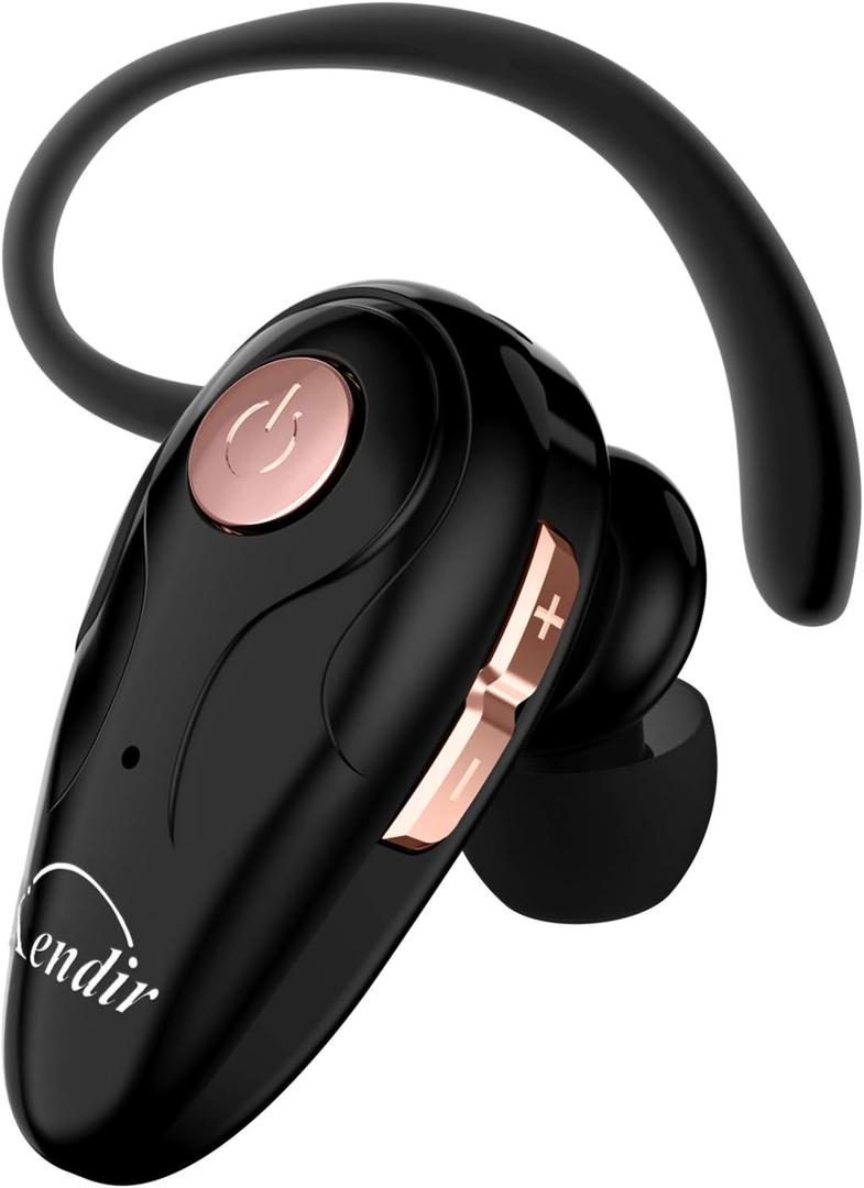 Kendir Bluetooth Headset, V5.0 Ultralight Wireless Headphone Cell Phone Earpiece with Mic Headsetcase,Volume Control, Handsfree Earbud,Compatible with Android/iPhone/Smartphones/Laptop (Black)