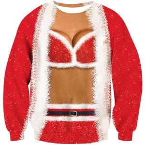 RAISEVERN Ugly Christmas Sweatshirts for Men Women Funny Pullover Sweaters for Xmas Holiday (Red)
