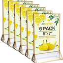 Anwesti Acrylis Sign Holder 5×7 Vertical Gold Picture Frames Acrylic Sign Holder, Double Sided Picture Frames Wedding Table Numbers Holder for Reception Table Card Holders 6 Pack