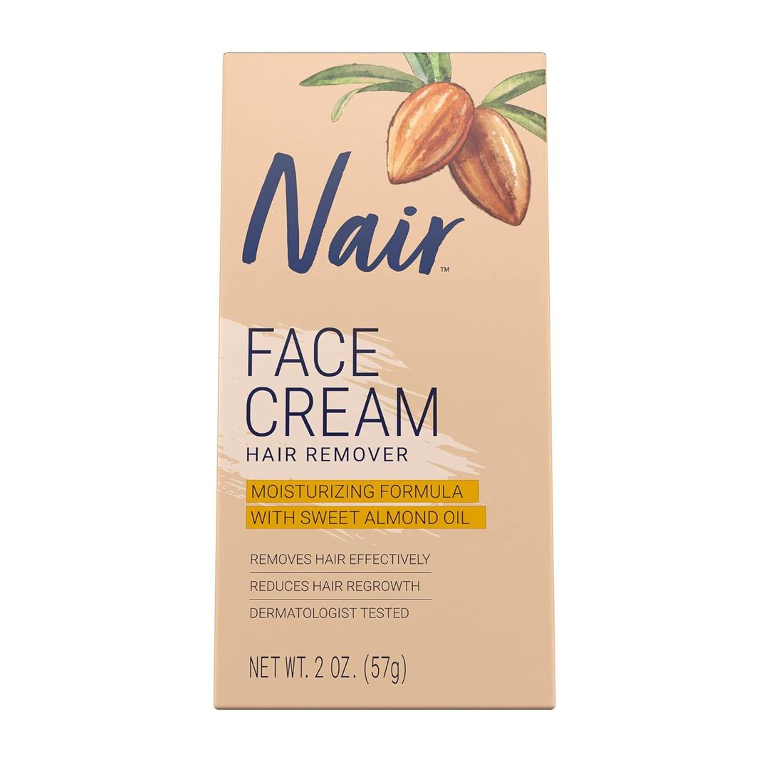 Nair Hair Remover Moisturizing Face Cream, with Sweet Almond Oil, 2OZ (2 Ounce (Pack of 1))