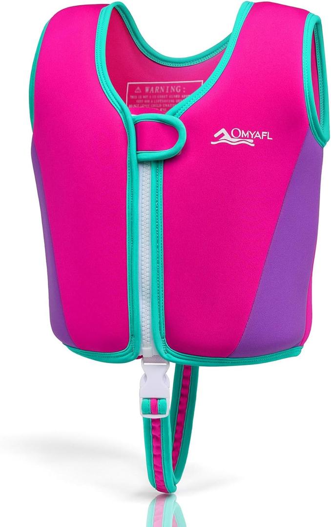 Toddler Swim Vest Kids Floaties Boys Girls Swim Float Jacket Buoyancy Swimwear (Large(4-6yrs/45-60lbs), Pink)