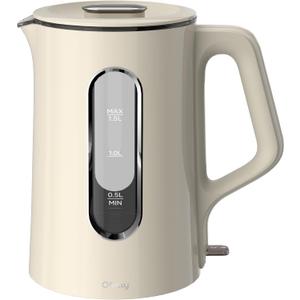 Offacy Electric Kettle, Tea Kettle Pot, Double Wall Glass Inner 1.5L/1200W, Hot Water Kettle Teapot Boiler & Heater with Automatic Shut Off, BPA-Free & LED Indicator Lights (White) (Z-White)