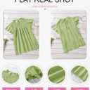 Dokotoo Womens Crewneck Lace Crochet Pom Pom Flowy Short Sleeve Casual Shirts Blouses Tops (Green, L)