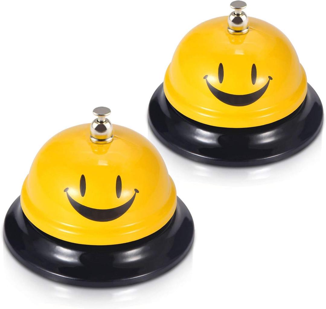 EMDMAK Call Bell, Service Bell for The Porter Kitchen Restaurant Bar Classic Concierge Hotel (3.35 Inch Diameter) (2 Pack)(Yellow)