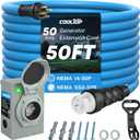 COOLTOP 50 Amp Generator Cord and Power Inlet Box Kit, 50FT Extension Cable STW 6/3+8/1 AWG Generator Cord 125/250V NEMA 14-50P to SS2-50R Pre-Drilled Inlet Box Waterproof Combo Kit, ETL Listed