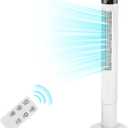 Antarctic Star Tower Fan Portable Electric Oscillating Fan Quiet Cooling Remote Control Standing Bladeless Floor Fans 3 Speeds Wind Modes Timer Bedroom Office (43 inch, White)