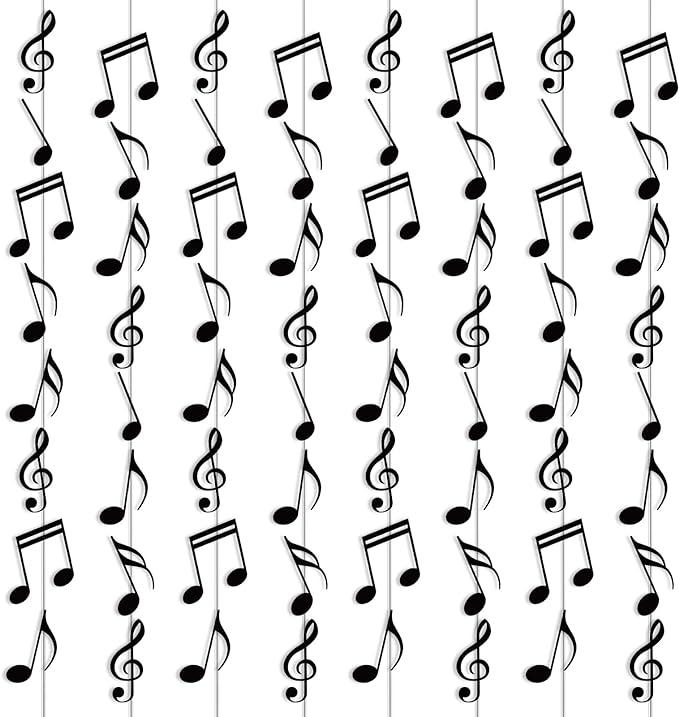  12 PCS Musical Note Banners Music Themed Party Decorations Hanging Swirl Musical Notes Garland Kit Music Note Paper Cutouts for Music Concert Music Themed Birthday Wedding Baby Shower Party Decor