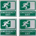 Emergency Exit Sign, Self-Adhesive (5.5 x 5.5 In, 4 Pack)