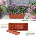 8pcs Window Box Planter,17 Inches Flower Window Boxes, Rectangle Planters Box with Drainage Holes and Trays, Plastic Vegetable Planters for Windowsill Patio Garden Home Decor Porch Yard (Red)
