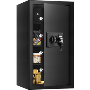 6.0 Cub Large Home Safes Fireproof Wterproof, Anti-theft Fireproof Safe with Programmable Keypad, Spare Keys and Alarm Systerm, Digital Home Security Safe Box for Document Money Medicines
