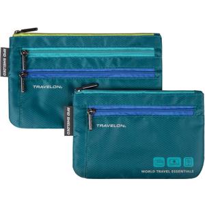 Travelon World Travel Essentials Set of 2 Currency and Passport Organizers (Set of 2: Small (6.5" x 4.75"), Large (7.75" x 5"), Peacock Teal)