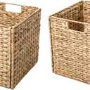 Foldable Hyacinth Storage Basket with Iron Wire Frame By Trademark Innovations (Set of 2)