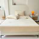 Luxurious Velvet Fitted Sheets，All-Season Milk Plush Bedding，15" Deep Pockets Mattress Protector Cover for a Cozy and Elegant Sleep Experience (Not Include Pillowcases) (Beige, Full)