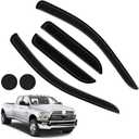Rain Guards for Dodge Ram 1500 2002-2008 + Dodge Ram 2500 3500 Quad Cab 2003-2009, Tape-on Side Window Deflectors for Ram, Window Visors for Trucks, Car Accessories 4 Rain Guards ＆ 2 Car Coasters