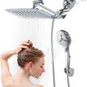 8'' Dual 20 Stage Filtered Shower Head with Handheld, 6 Spray Settings Handheld Shower Head High Pressure Rainfall Filter Combo with 12'' Adjustable Extension Arm, 71'' Shower Hose (Chrome Polished)