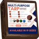 Tarp Cover Brown/Black Heavy Duty 40X40 Thick Material, Waterproof, Great for Tarpaulin Canopy Tent, Boat, RV Or Pool Cover (Heavy Duty Poly Tarp Brown/Black) (Brown-medium Weight Protection)