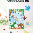 WERNNSAI Happy Birthday Guest Book - Dinosaur Birthday Party Supplies 12" x 18" Dino Birthday Guest Book Alternative Happy Birthday Signature Book for Kids Boys Birthday Party Decorations