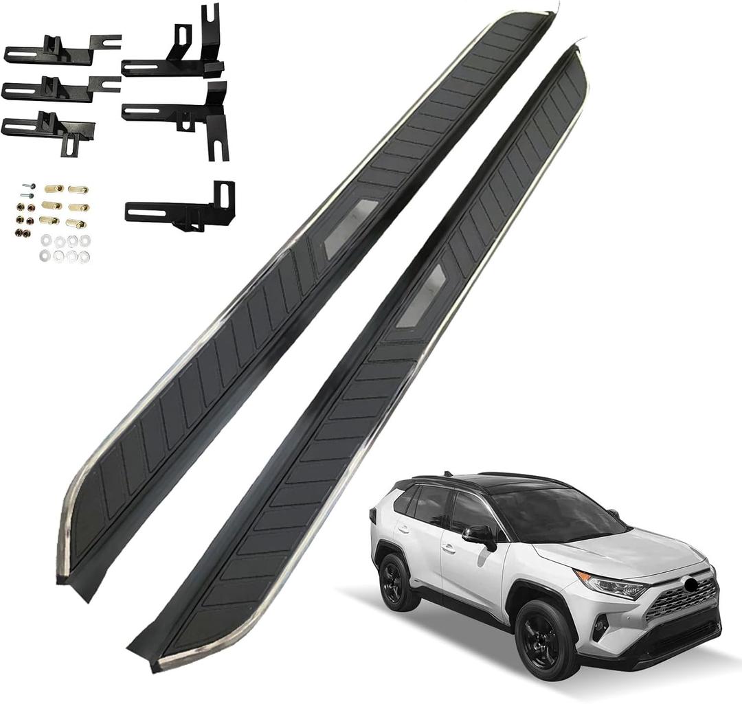 Running Boards & Steps for Toyota RAV4 2019-2025 Aluminum Side Steps with Bracket,2PCS Black Running Board Right Left Side Step Rail Nerf Bars for Toyota RAV4 2019 2020 2021 2022 2023 2024 2025 (70.87inch)