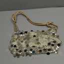 GORGLITTER Women's Metallic Sequin Purse Bags Square Hobo Bag Sparkling Knot Strap Shoulder Handbags