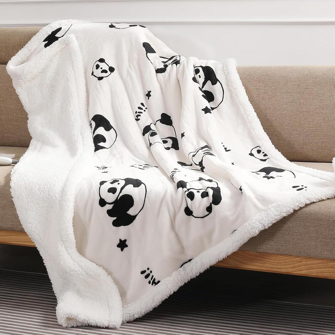 Electric Blanket Twin Cute Heated Blanket Twin Size 62 X 84inches, Ultra Soft Sherpa Heating Blanket with 5 Heating Levels & 10 Hrs Auto-Off, Overheat Protection, Great Birthday Gift