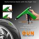 GRAND PITSTOP Tubeless Tire Gun Puncture Repair Kit with Mushroom Plug for Tyre Punctures and Flats on Cars, Motorcycles, ATV, Trucks & Tractors (Gun Puncture kit 15 Plugs, Green)