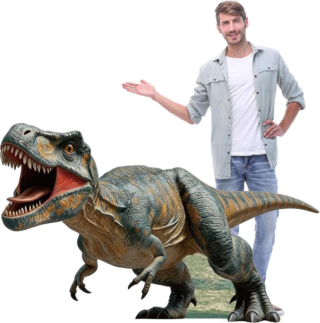 Colingmill 4 ft Life Size Giganotosaurus Dinosaur Cardboard Standup Cutout Jurassic Birthday Party Decoration Photo Prop PVC Cutout Dinosaur Theme Party Photo Prop for Animal Jurassic Theme Supply